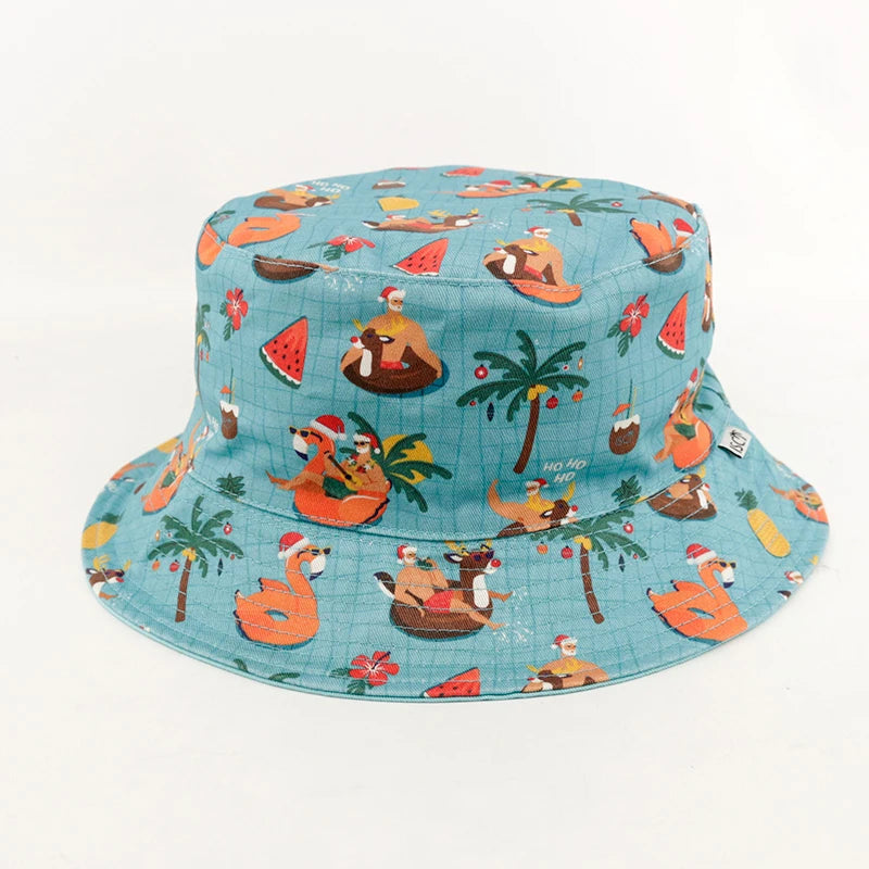 Oem Factory Custom logo Unisex Summer Sublimation Printing Reversible Fishing Cap Bucket Hat