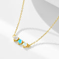 Fashion Minimalist Jewelry 925 Sterling Silver Small Necklaces bar Shaped Zircon White Blue Opal Gold Plated Necklaces Women