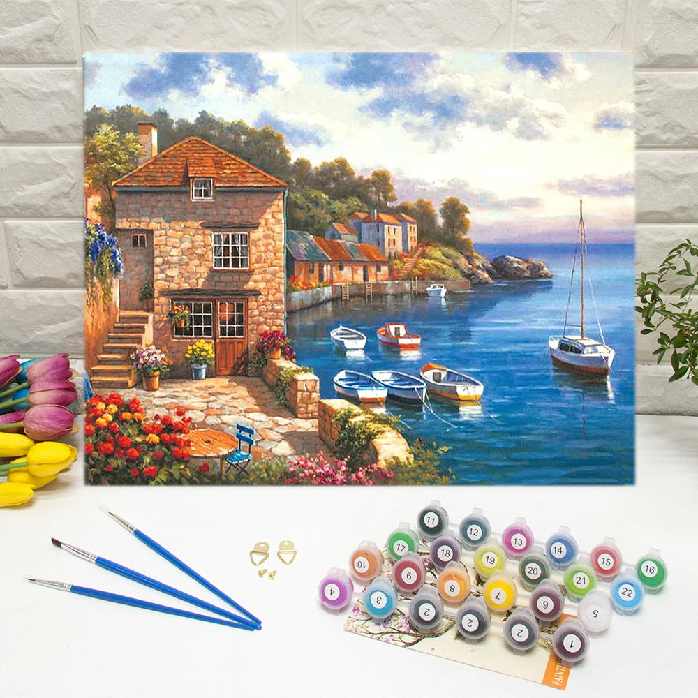 Best Quality Scenery Canvas Oil Painting Without Frame  DIY Oil Painting by Numbers for Home Wall Decoration