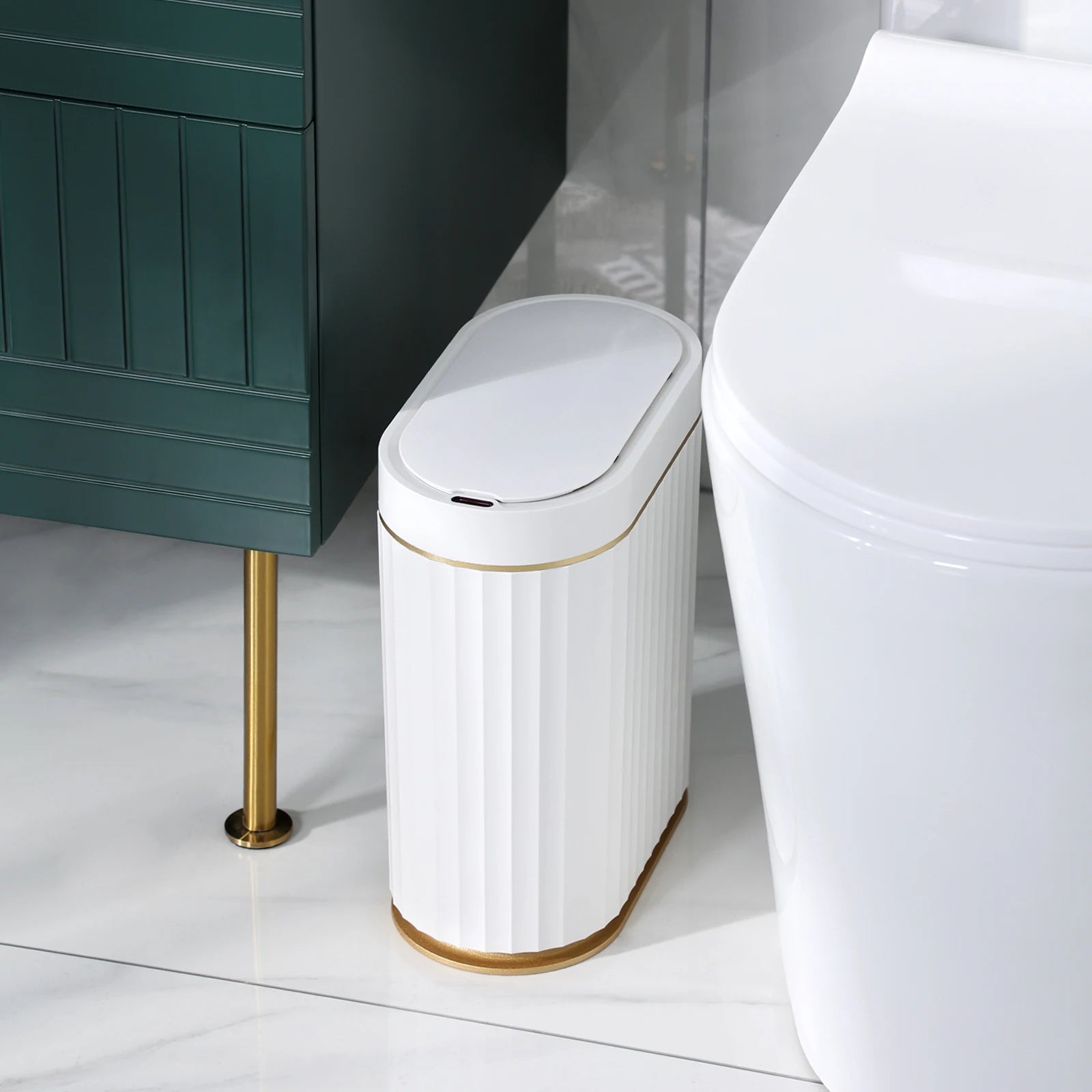 Iintelli 5L Automatic Commercial Coffee Smart Sensor Trash Can Oval Desktop Recycling Dust Bin with Pedal for Home Use