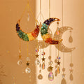 Crystal Chakra 10cm Big Moon Star Sun Catcher Wind Chimes Hanging for Home Garden Decor Crystal Hanging Ornament