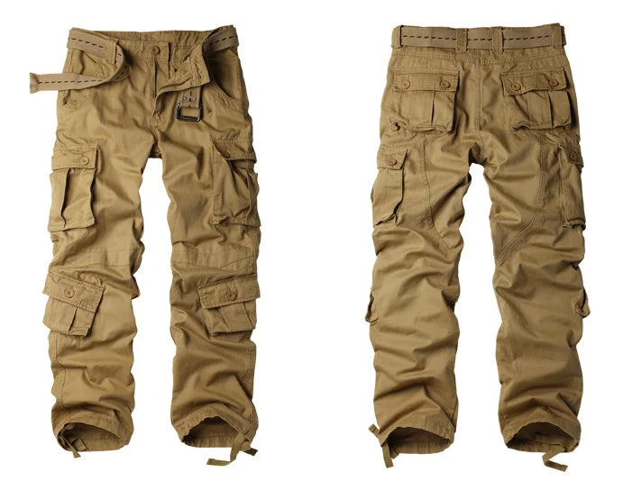 Fashion Washed 100% Cotton Plus Size Work Tactical Straight Formal Breathable Regular Fit Mid Rise Cargo Pants for Men