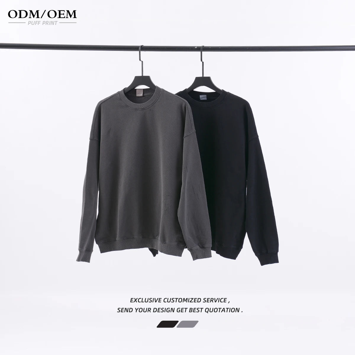 Custom Crew Neck Sweater Vintage Cotton 430GSM Full Sleeve Pullover Sweatshirt Acid Wash Distressed Crewneck Sweaters