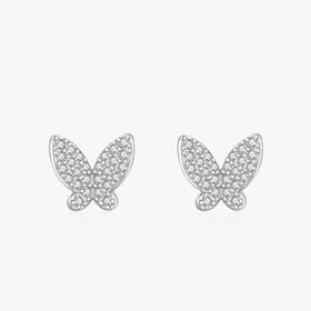 Ailmay Solid 925 Sterling Silver Luxury Full Zirconia Charm Butterfly Animal Stud Earrings Fine Jewelry for Women Christmas Gift