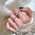 Fine Jewelry 925 Sterling Silver Open Adjustable Cubic Zirconia Eternity Ring for Women