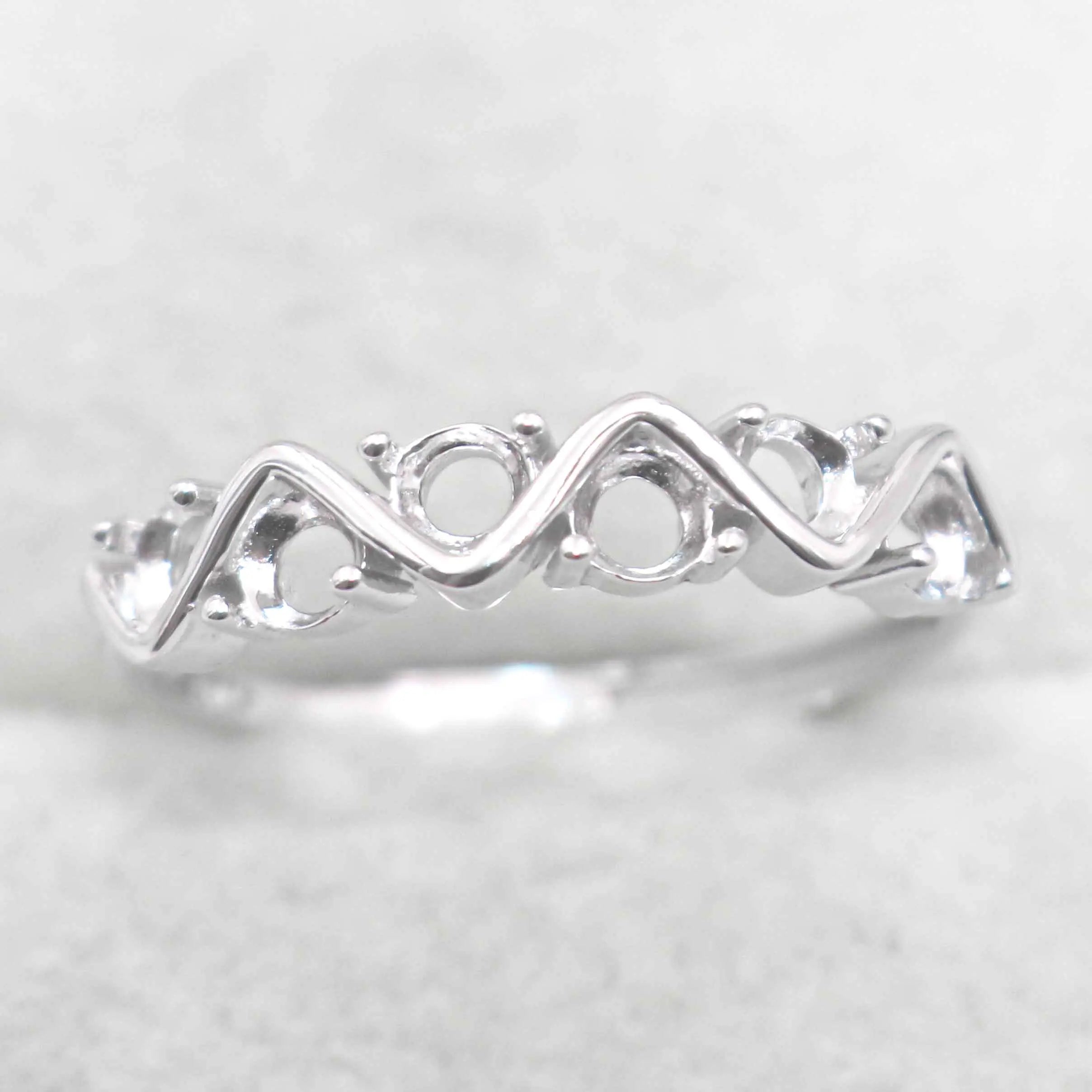Sterling Silver 3*3mm Semi Mount Ring Empty Frame Blank Support Claw Setting S925 Base Holder Without Center Stone for Inlay DIY