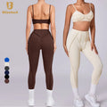 New Women's Gym Fitness Sports Sets Breathable Yoga Legging with Removable Chest Pad Bra Solid Plus Size Lightweight