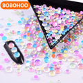 BOBOHOO Wholesale Mermaid Beads Glass Stone Colorful Half Round Rhinestone Flatback Glue on Rhinestone Nail for Nail Decoration