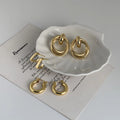 Vershal  Hot Selling Jewelry Set 18k Gold Plated Minimalist Geometric Hoop Earrings Set
