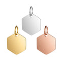 Wholesale Customized Logo Laser Engraved Charms Stainless Steel Silver Square Blank Dogtag Hexagon Pendant