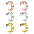 Wholesale Fine Fashion Jewelry 18K Gold Plated Stainless Steel Zircon C Hoop Earrings Couple Love Classic Earrings for Women