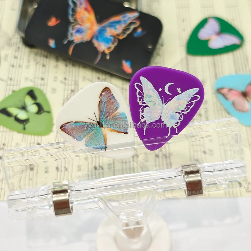 Wholesale New Trends Butterfly Pattern Guitar Plectrums Cellulose Logo Custom Guitar Pick String Instrument Accessories