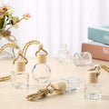Car Perfume Bottle Empty Wood Hanging Car Aroma Diffuser 8ml Reusable Car Perfume Bottle With Wooden Lid