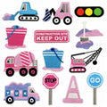 NODA  Embroidery  pink Style Traffic Light Engineering Vehicle Stop Go Patch for  Cloth Bag Decoration