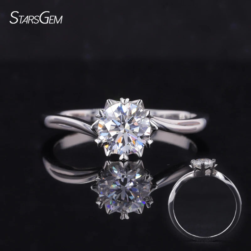 Starsgem Lab Grown Diamond Hpht Cvd Diamond Gold Jewelry Ring 14k White Gold Wedding Engagement Ring 1ct Diamond Ring