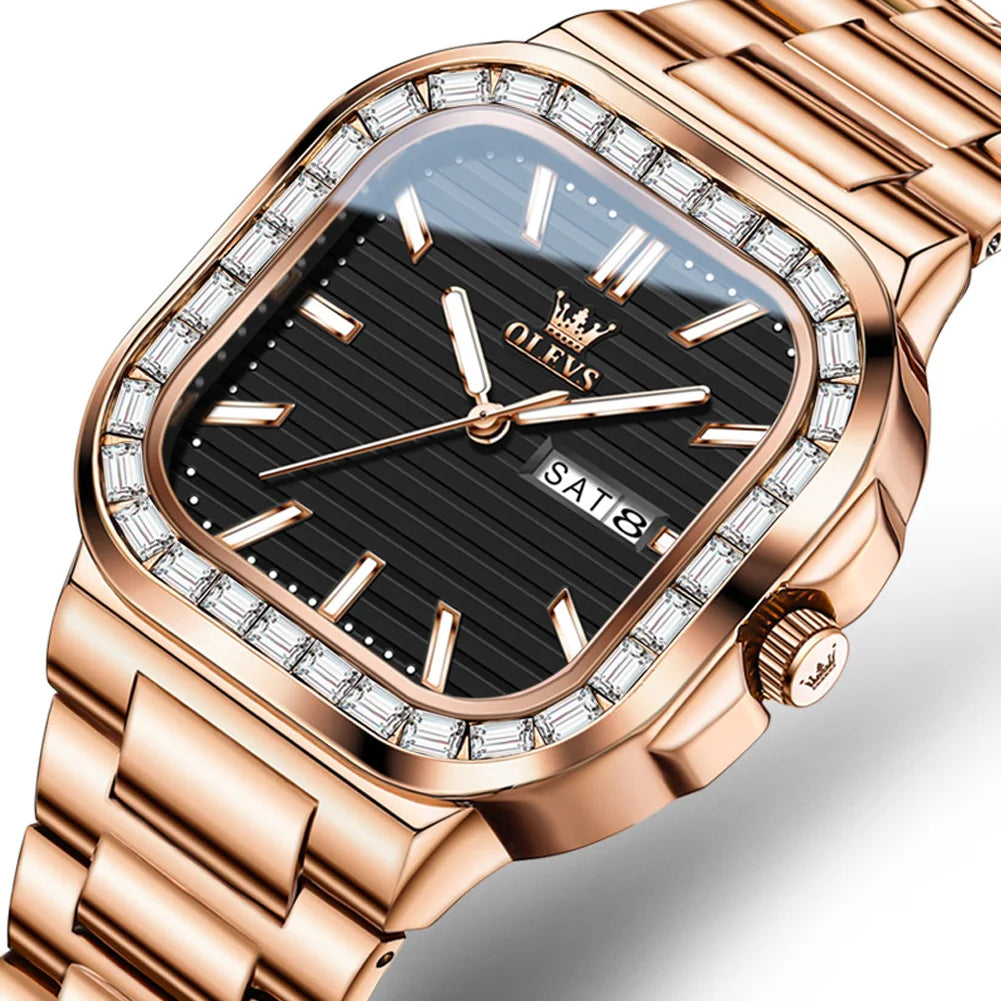 OLEVS 9966 Oem Custom logo Luxury Watches Brands Diamond Classic Waterproof Stainless Steel Quartz Watch for Watch Wrist Man