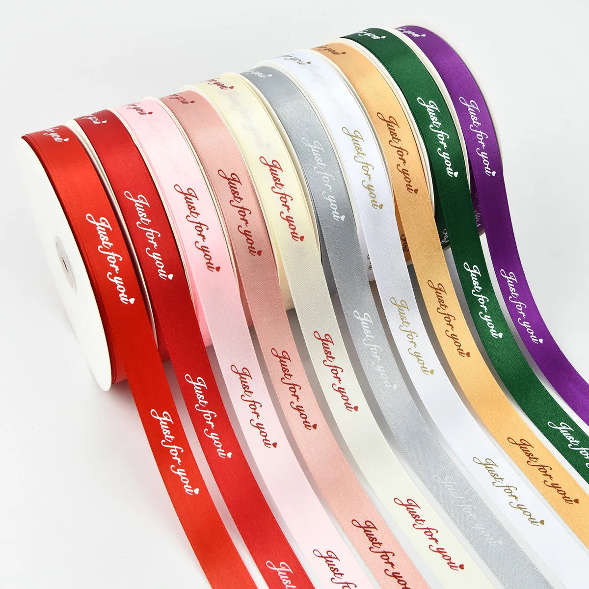 Personalized 20mm Just for You Flower Gift Wrapping Printed Gift Ribbon Satin Ribbon Roll Tape for Decoration