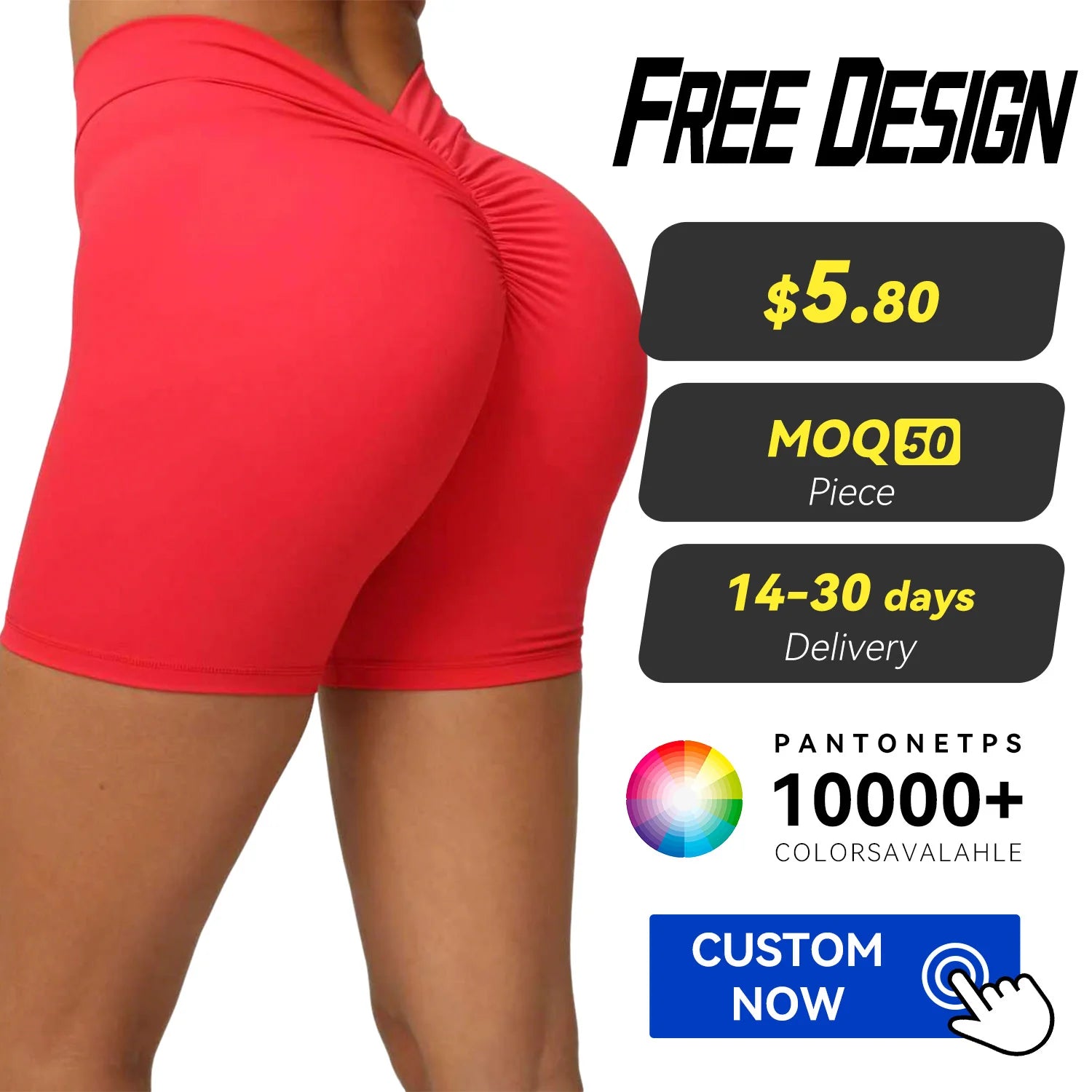 Factory Wholesale Solid High Waist V-Shaped Yoga Shorts Custom Logo Tight-Fitting Four-Way Stretch Quick Drying Scrunch Butt