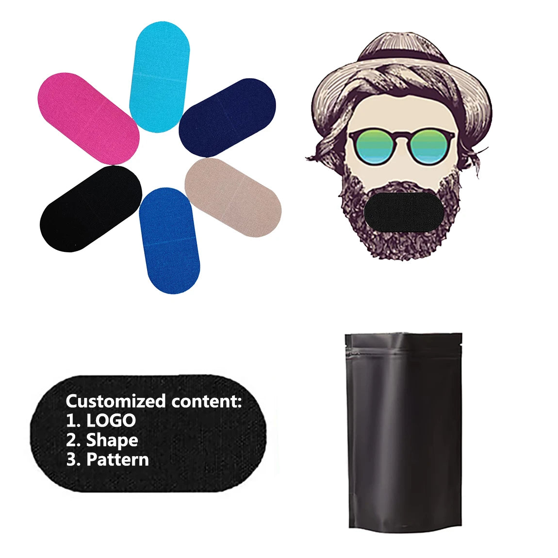 Factory Wholesale Custom LOGO Pattern Size Latex-Free Sleep Aid Seal Mouth Tape for Sleeping