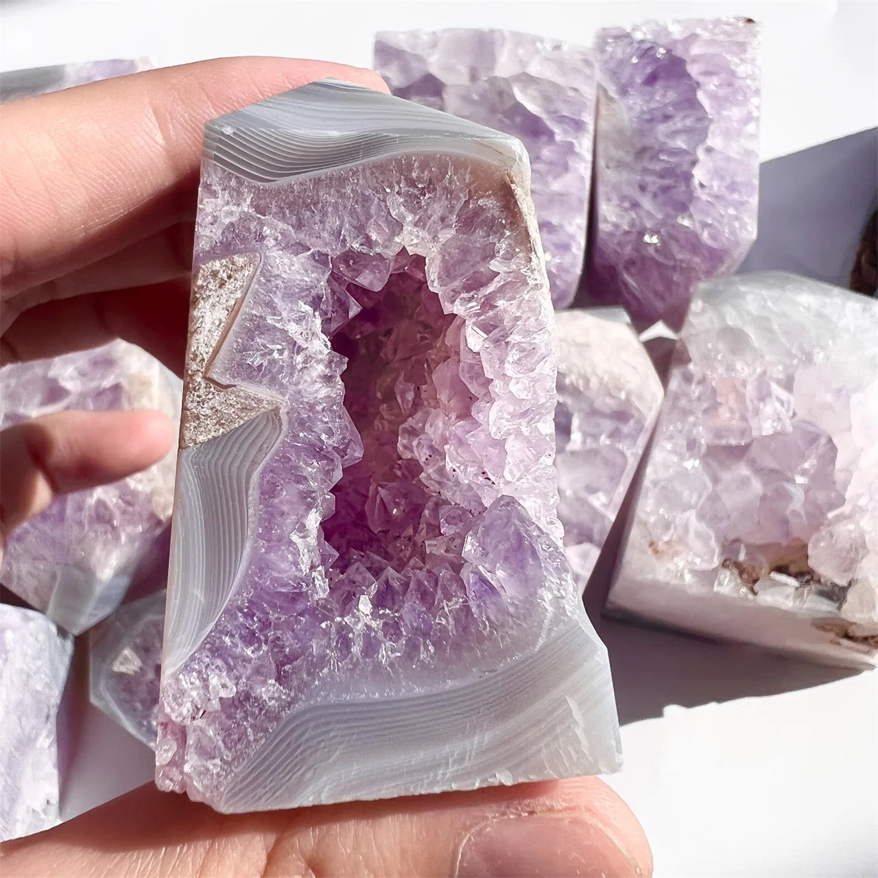 Natural Amethyst Druzy Geode Tower Rare Material Healing Stone Crystal Cluster Point