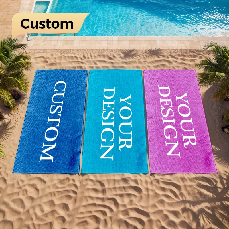 Personalized Custom logo Print Luxury Sublimation Extra Large Recycled Towel Sand Free Microfiber Suede Waffle Beach Towel