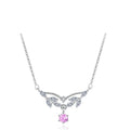 Romantic Light Luxury Marquise Waterdrop pink Zircon Clavicle Chain 925 Sterling Silver Rhodium Plated Leaf Pendant Necklace