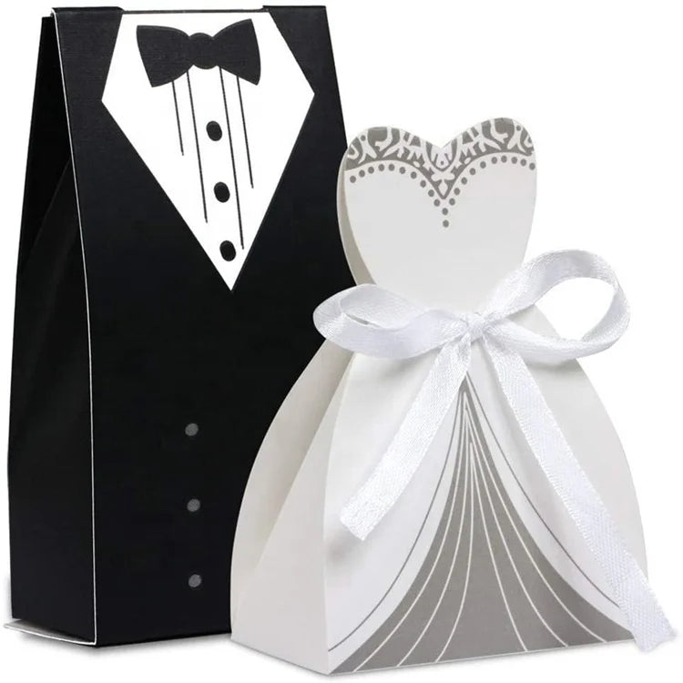 Bride and Groom Luxury Wedding Dresses Candy Box Gifts Bridesmaid Favor Box Custom Chocolate Packaging Boxes