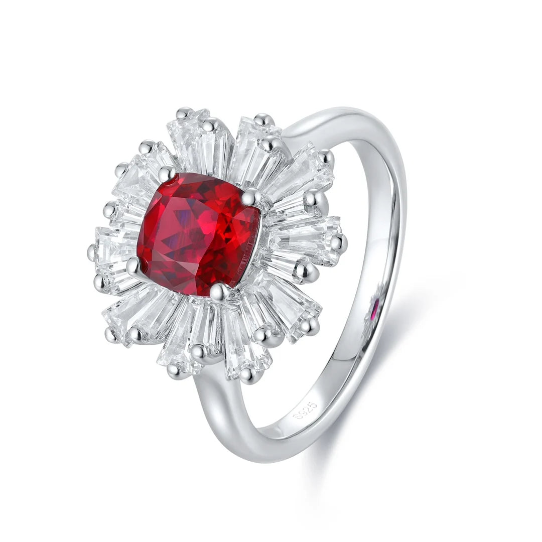 High Quality Exquisite Lab Created Gemstone Vintage Simple Style Oval Cut 925 Sterling Silver Ruby Ring for Wedding and Party