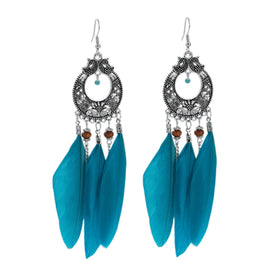 Bohemian Feather Earrings for Women Long Feather Earings Indian Party Jewelry Long Feather Earings Indian Party Jewelry
