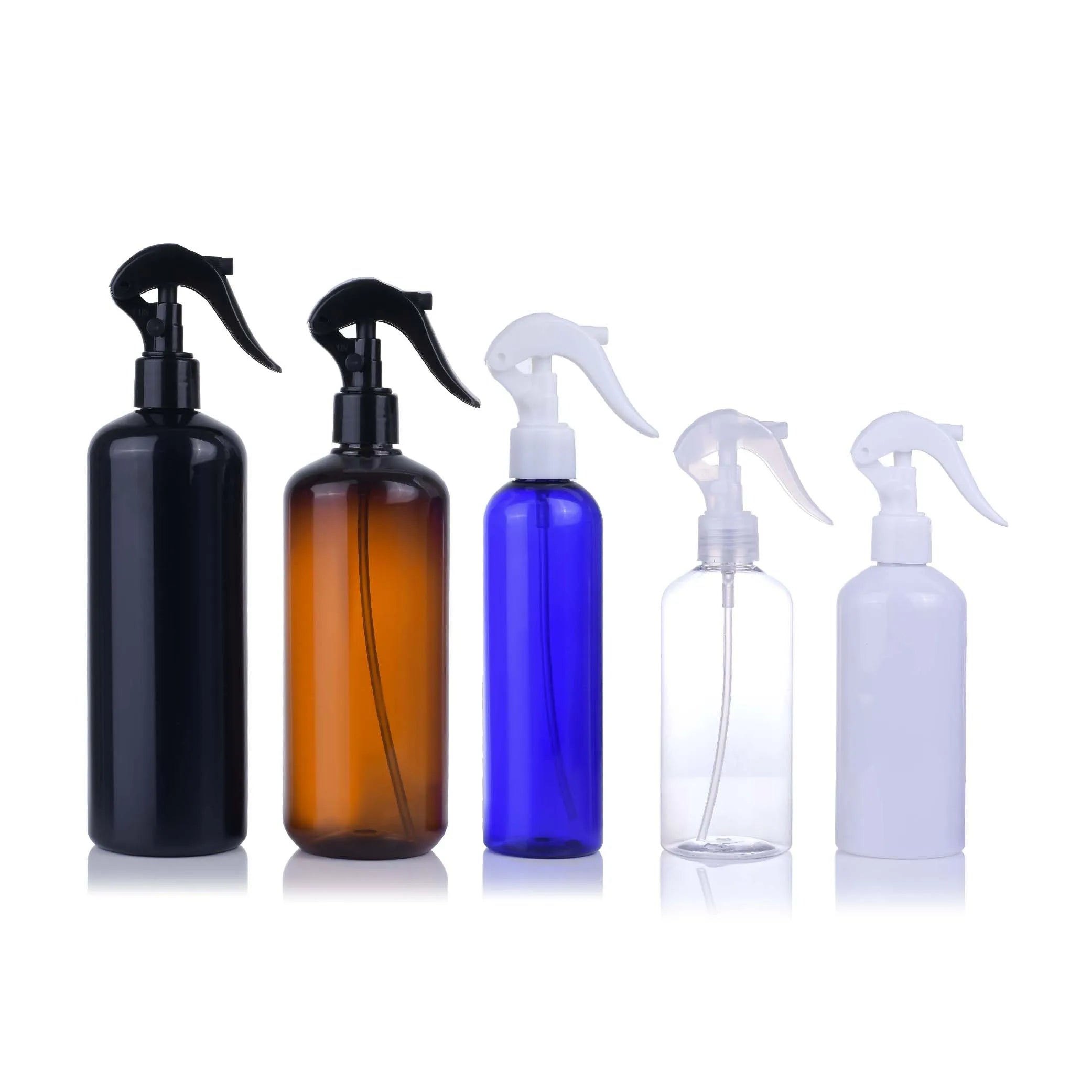 Empty Transparent 100ml 150ml  250ml 300ml 500ml  White clear Amber PET Plastic Spray Bottle with Trigger Sprayer