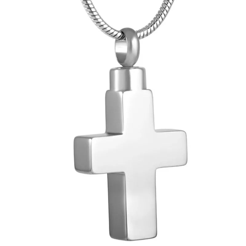 Stainless Steel Cross Urn Ashes Keepsake Ashes Cross Cremation Pendant Locket Memory Necklace Casket Western Style Holder Jar