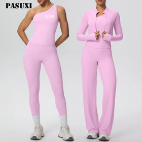 PASUXI High Quality Yoga Sets Flared Leggings Seamless Gym Running Bra Workout Activewear Fitness Suits for Women