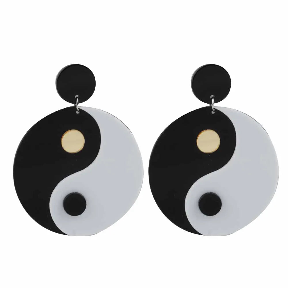 Hot Exaggeration Tai Chi Bagua Yin-yang Earrings Popular Alternative Large Pendant Earrings