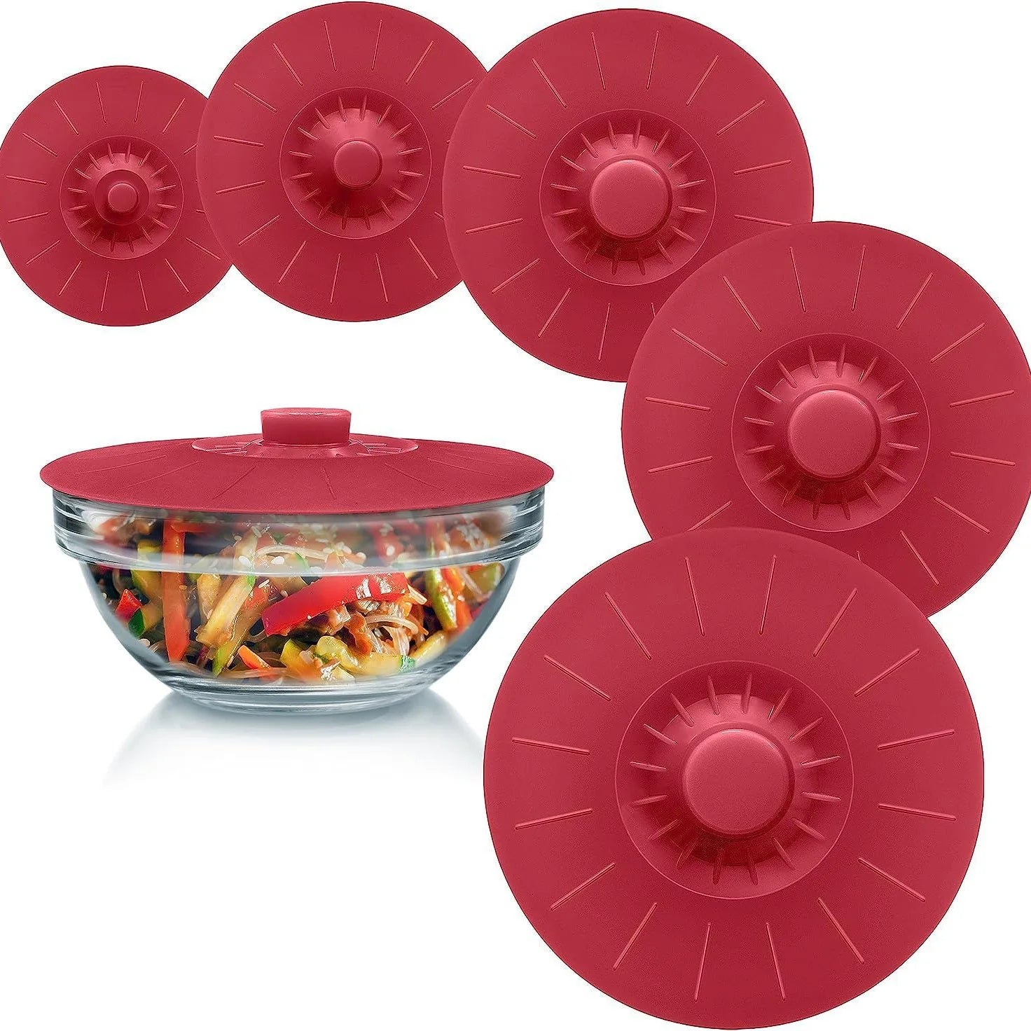 Silicone Lids for Bowls Cups BPA-Free 5 Pack Colorful Silicone Covers for Food Storage in Kitchen