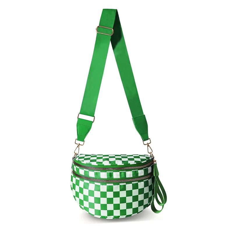 Fashion Women Waterproof Plaid Waist Bags Cute Tartan Belt Sport Dumpling Shoulder Bag for Girls Leopard Nylon Fanny Pack
