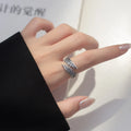 Vintage Feather Shape Adjustable Open 925 Sterling Silver Rings Women Fashion Jewelry