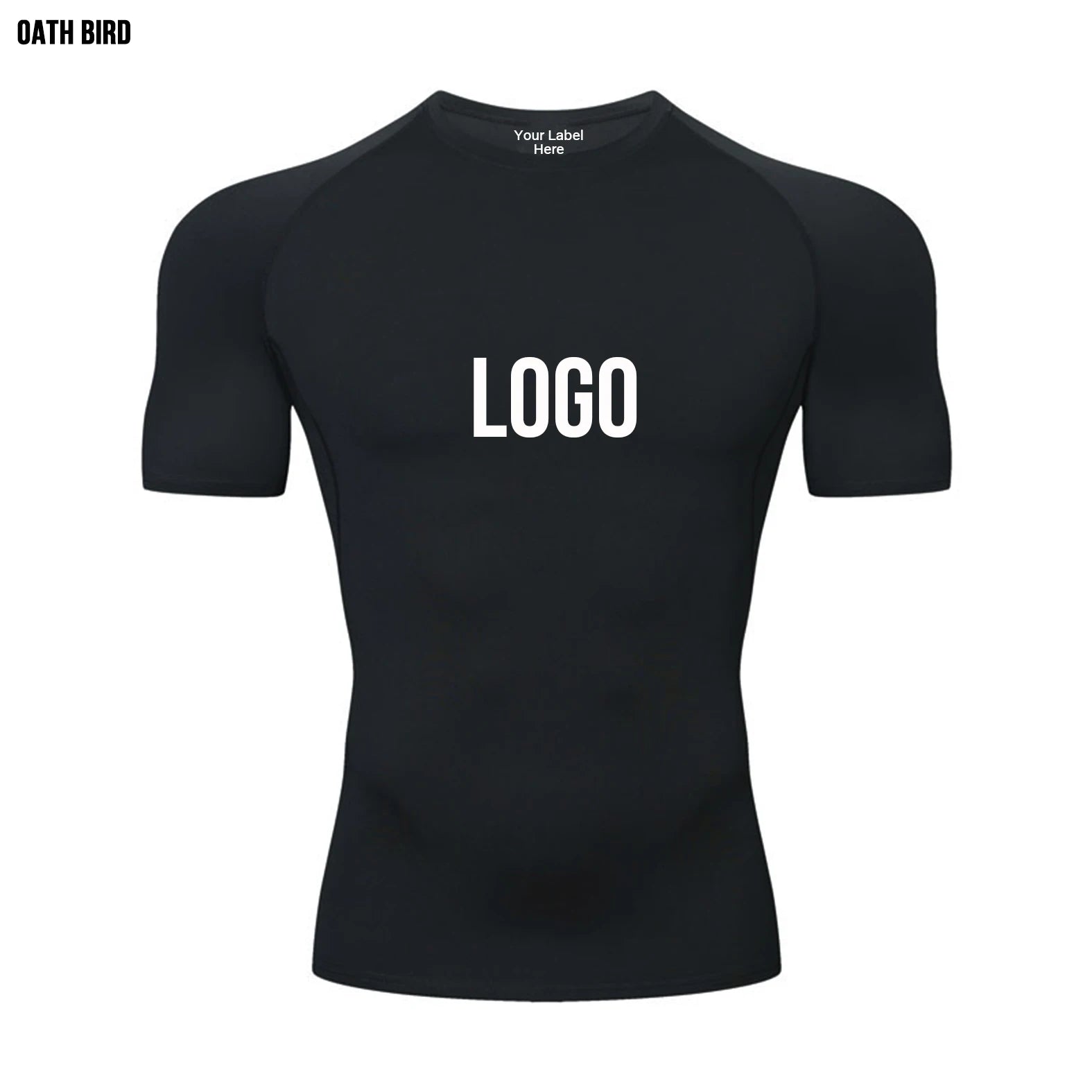 Custom Printing Logo Label Sports Short Sleeved Men's Quick Drying T-Shirt Elastic Fitness Tops Breathable Compression Tshirt