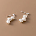 Three Piece Irregular Freshwater Pearl Stud Earrings for Women Bijoux Fashion 925 Sterling Silver Gifts