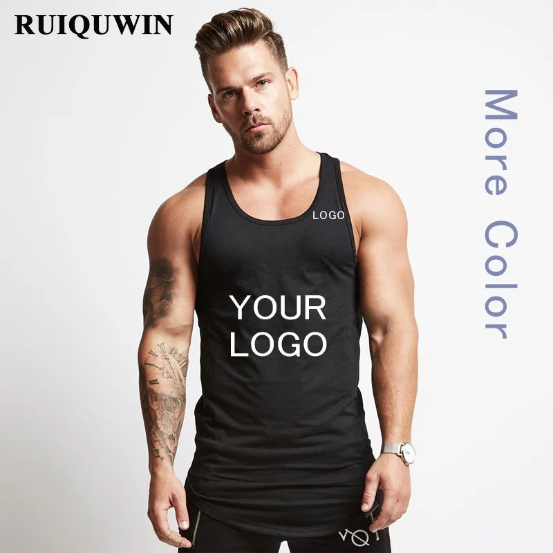 RUIQUWIN New Men's Stretch Training Running Basketball Uniform Sports Sleeveless Solid Color Vest Popular Fitness Vest