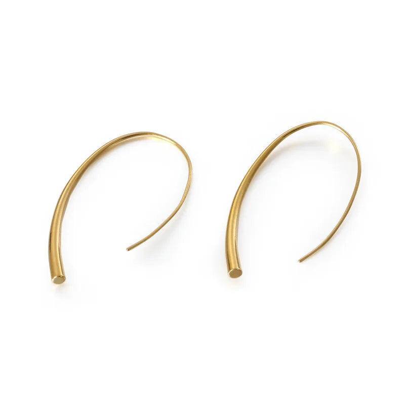 Fashion Simple Stainless Steel Jewelry Personality Open Gold Plated U Shape Earrings for Women
