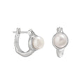 Jewelry Ladies 925 Sterling Silver Hoop Earrings Rhodium Plated  Brinco Jewelry Waterproof Natural Freshwater Pearl Ear Studs