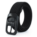 Custom Logo Casual Unisex Black Golf Baseball Belt Woven Fabric Stretch Elastic Canvas Braided Alloy Buckle