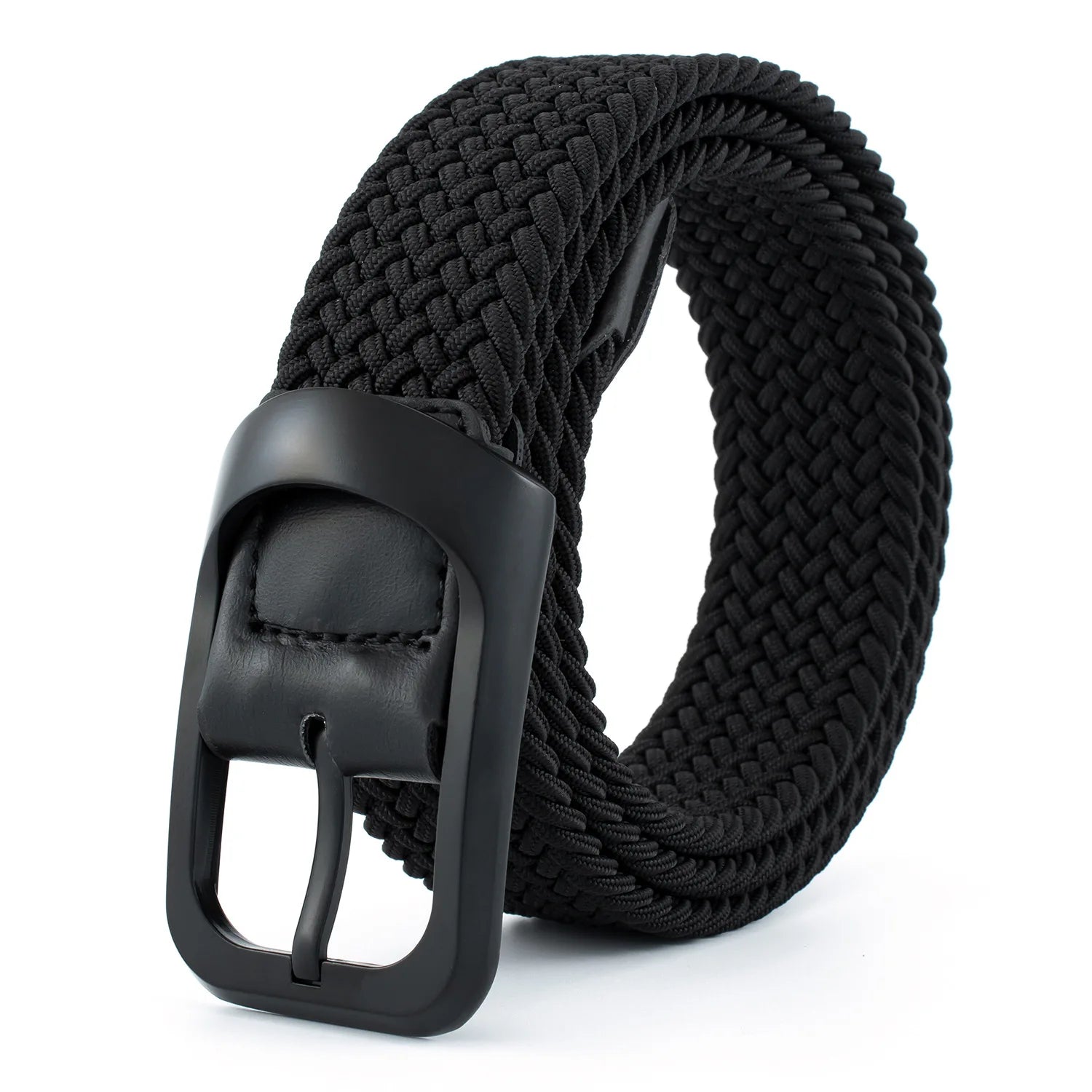 Custom Logo Casual Unisex Black Golf Baseball Belt Woven Fabric Stretch Elastic Canvas Braided Alloy Buckle