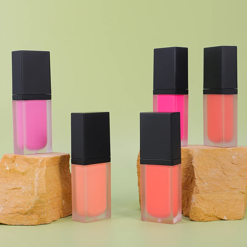 Low MOQ Private Label Cosmetics High Pigment Liquid Blush Vegan Face Makeup 5 Colors Liquid Blusher