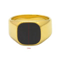 High Quality Black Enamel Custom Men's Ring Gold Plated Stainless Steel Black Dripping Glue Ring
