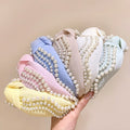 Girls Solid Color Hairband Trendy Fashion Simple Pearl Cross Knot Headband Hair Accessories