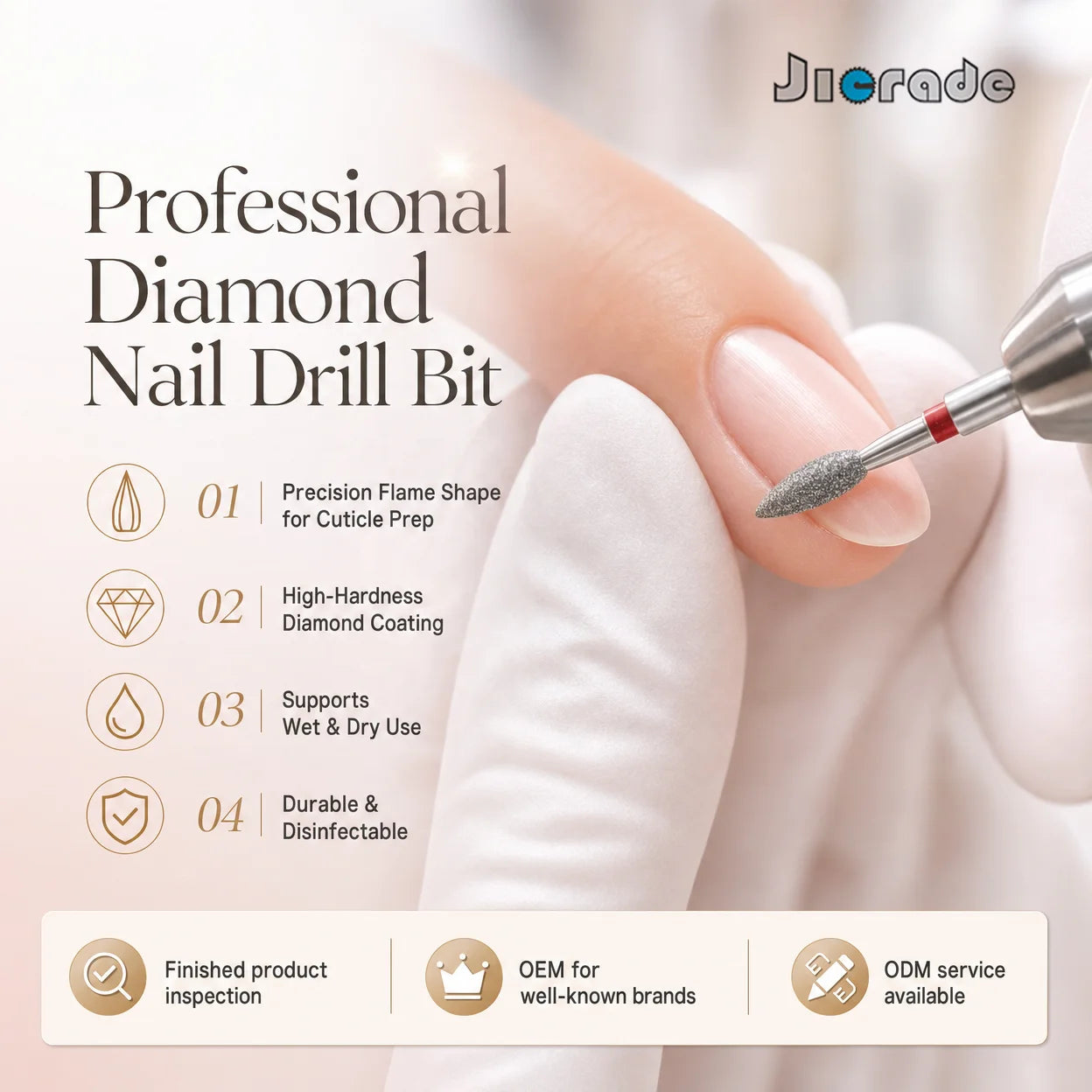 Professional Polish Rotary Burr Files Tools Clean Diamond Tungsten Nail Cuticle Drill Bit