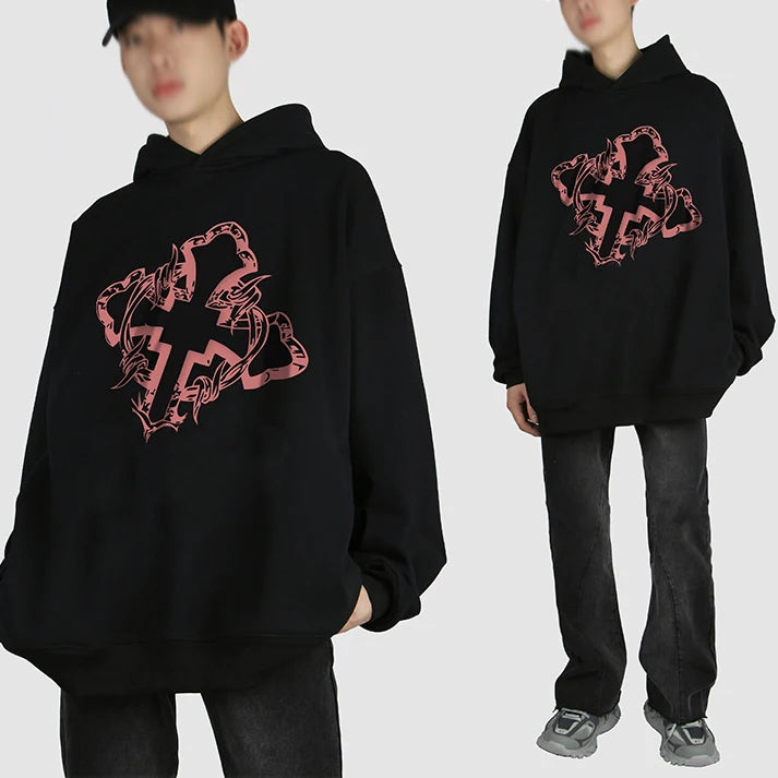 Vintage Washed Hoodies Custom Logo Printed Heavyweight Cotton Silk Screen Graphic Printing Hoodies Mens