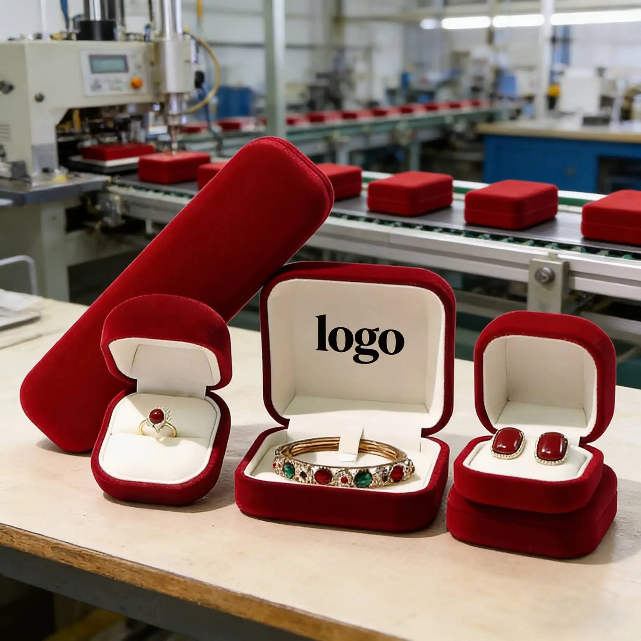 Velvet Burgundy Jewelry Box Packaging Wholesale Rigid Velvet Jewelry Gift Box Customized Jewelry Box Velvet Long