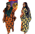 2024 Tropical Women Streetwear Ladies Fashion Shortsleeve Casual Contrast Print Loose Slit Irregular Bohemian Dress Summer Beach